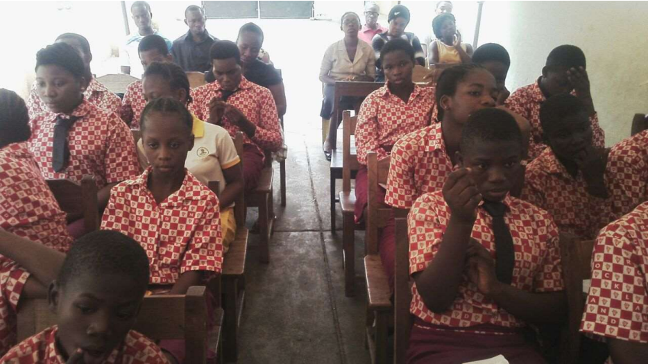 cross-section of students receiving lecture at Rockland college